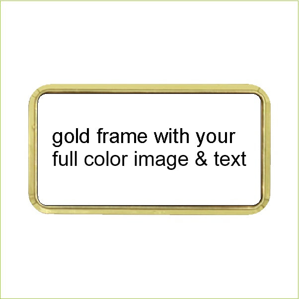 Full Color Rectangle Shaped Name Badge with Frame and Emblem